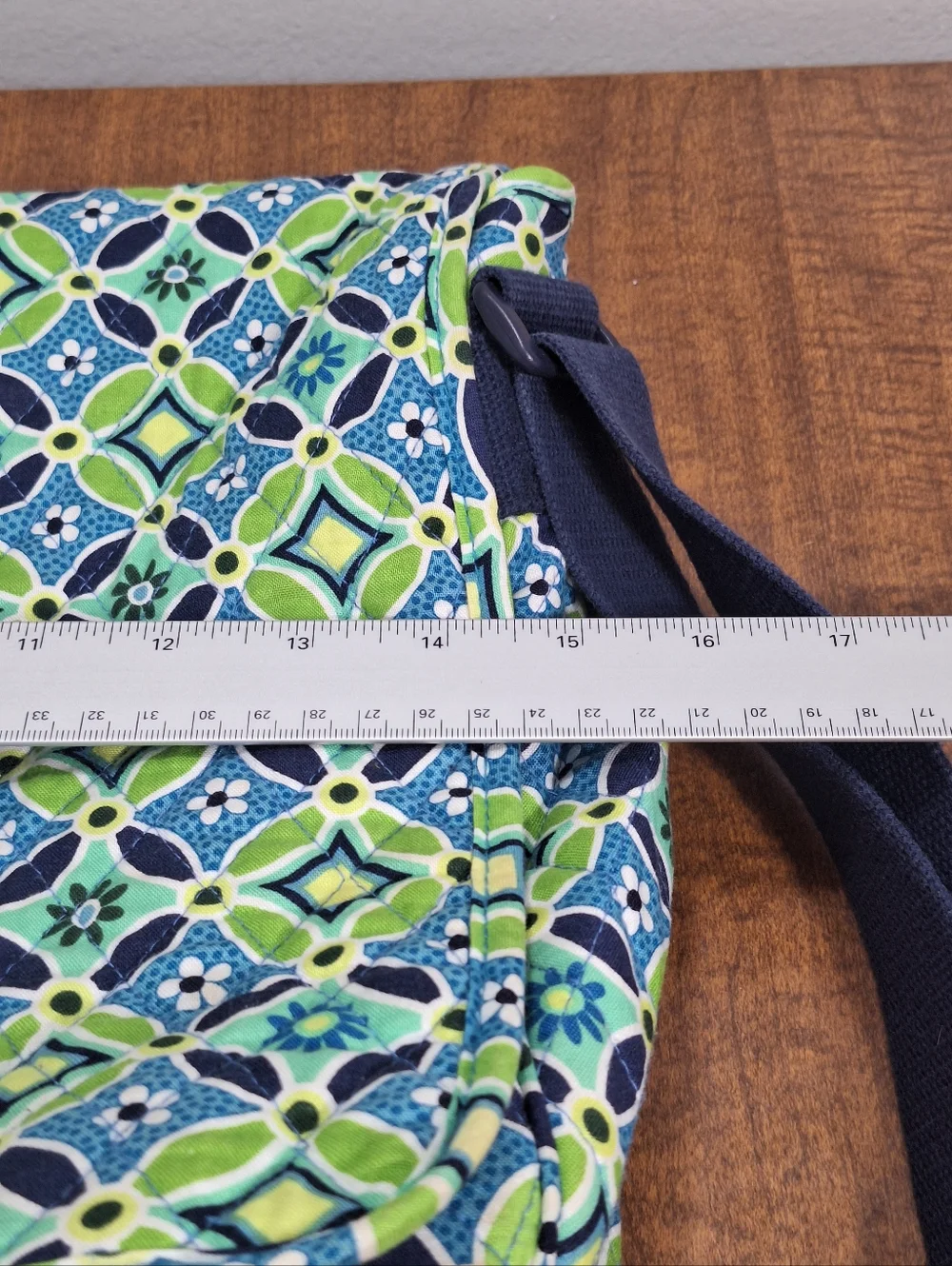 Vera Bradley Messenger Bag Adj  Blue Green Daisy Daisy Travel Laptop Retired